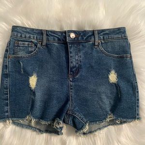 RSQ Vintage High Rise Destructed Girls Denim Shorts 16